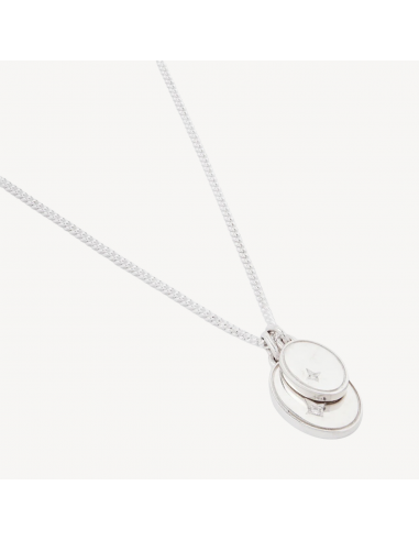 Gudo Oval Necklace Silver White Diamond Detail outlet