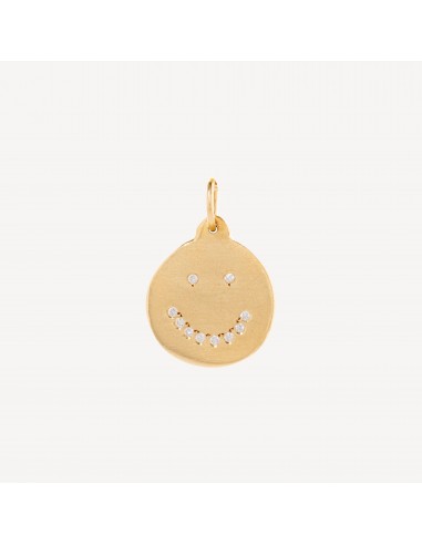 Pendentif Disque Smiley Or et Diamant pour bénéficier 