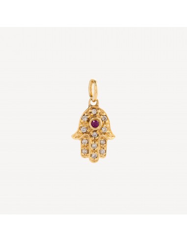 Pendentif Main Or Jaune Pavée Diamant et Rubis en ligne des produits 