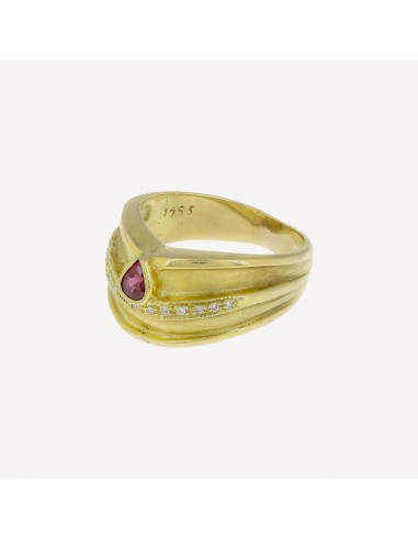 Bague Vintage Rubis et Diamants Or Jaune pas chere