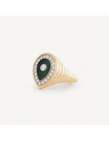 Bague Drop Malachite Diamants ou a consommer sur place