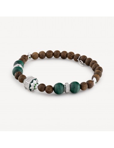 Bracelet Jaya Bois Tsavorites Malachite Argent français