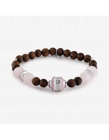 Bracelet Jaya Bois Saphirs Roses Argent Véritable concentré