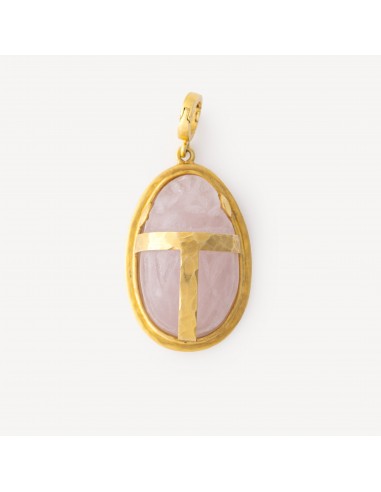 Charm Scarabee Quartz Rose Or Jaune la colonne vertébrale