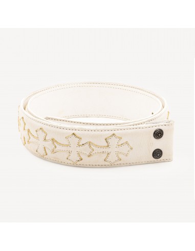 Ceinture Croix en Cuir Blanc pas chere