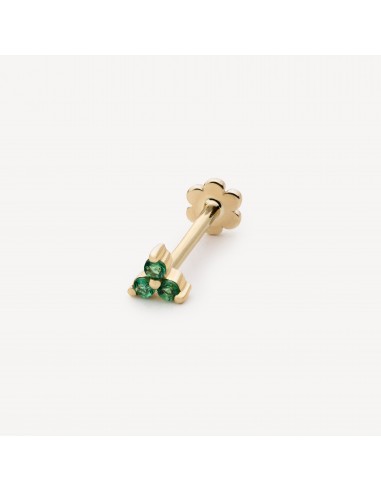 Boucle d'Oreille Emerald Trinity Threaded Stud Yellow Gold Les magasins à Paris