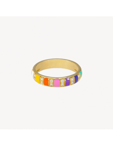 Bague Billie Email Multicolor et Diamants Or Jaune vous aussi creer 