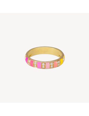 Bague Billie Email Multicolor et Diamants Or Rose prix