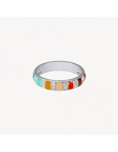 Bague Billie Email Multicolor et Diamants Or Blanc hantent personnes